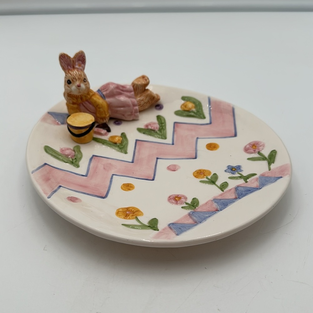 Vintage Fitz And Floyd Girl Bunny Platter - Picture 13 of 16